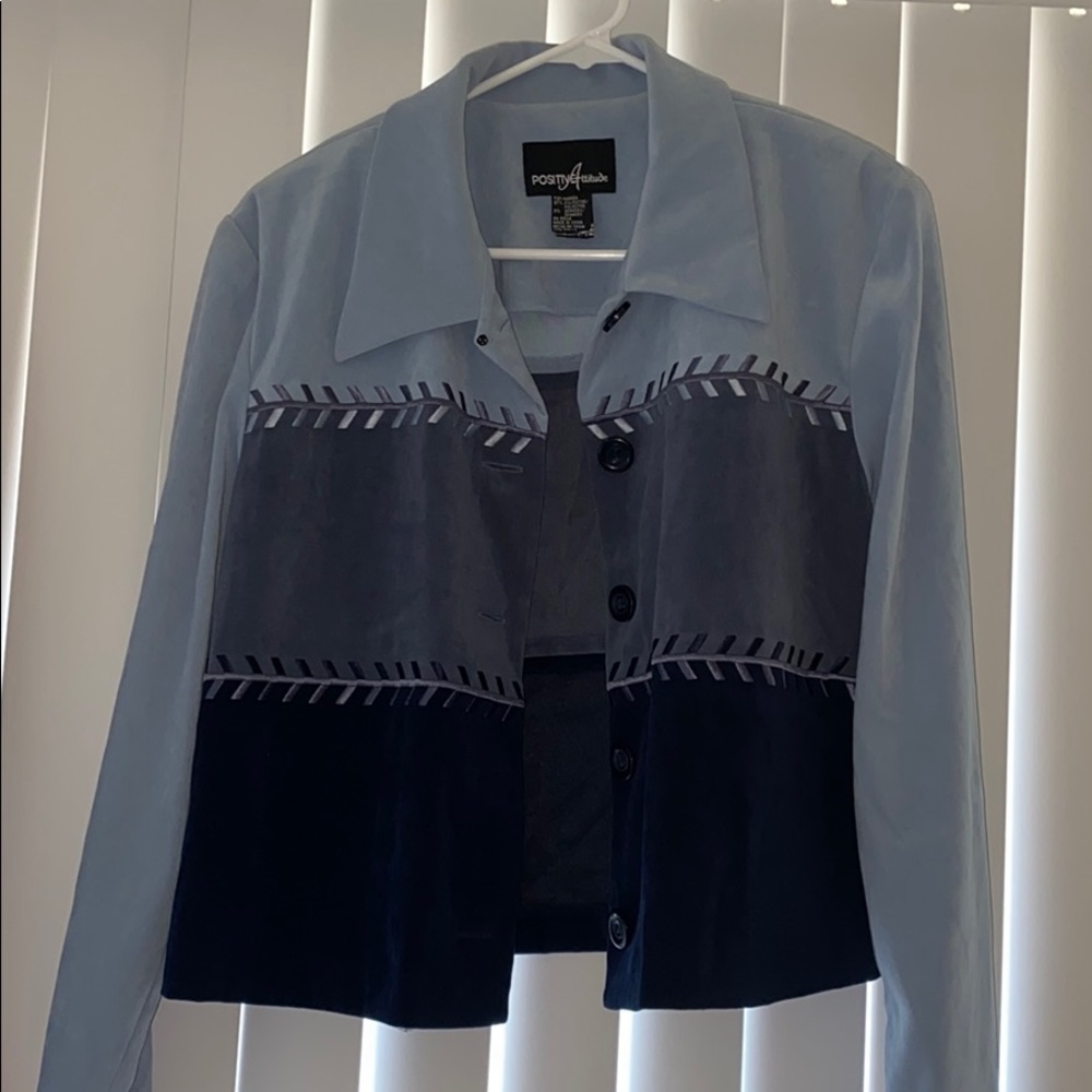 Vintage Blue suede blazer jacket